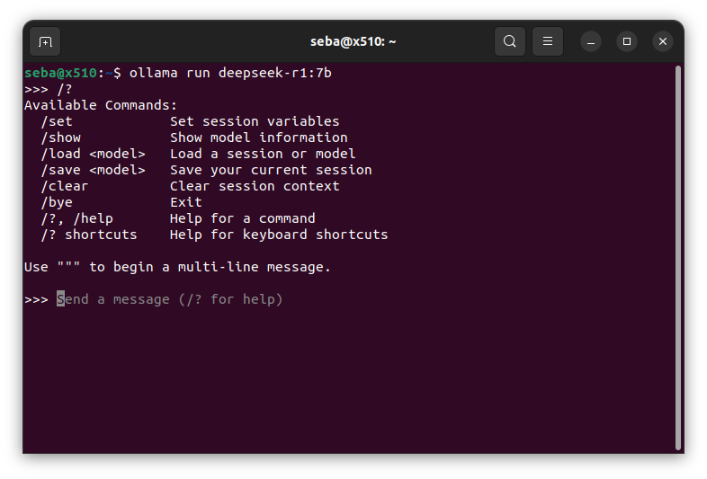 ollama run deepseek-r1:7b | /?