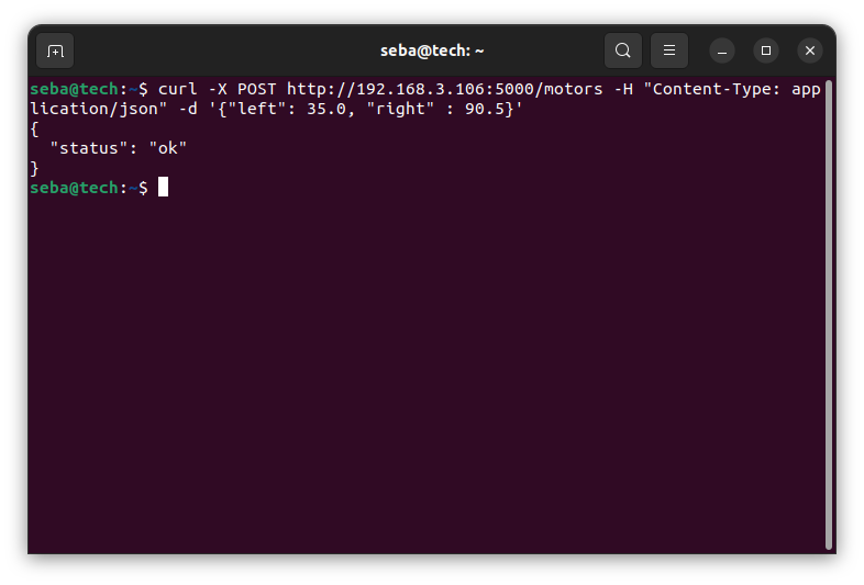 curl -X POST http://192.168.3.106:5000/motors -H "Content-Type: application/json" -d '{"left": 35.0, "right" : 90.5}'