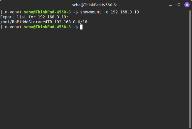 showmount -e 192.168.3.19